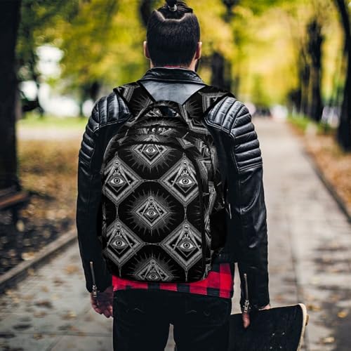 Large Capacity Laptop Backpack Freemasonry Freemason Logos Black, Sturdy Water Resistant College Bookbag with Water Bottle Pockets for Business Travel Gifts - color: Pattern (257)