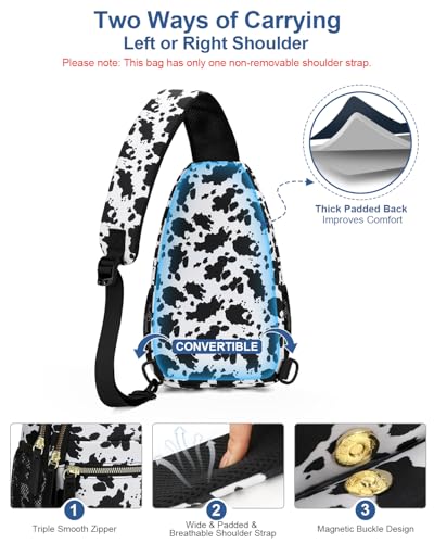 Capolo Crossbody Bags for Women Waterproof Sling Shoulder Bag Fanny Pack - color: Cow Print, size: Large