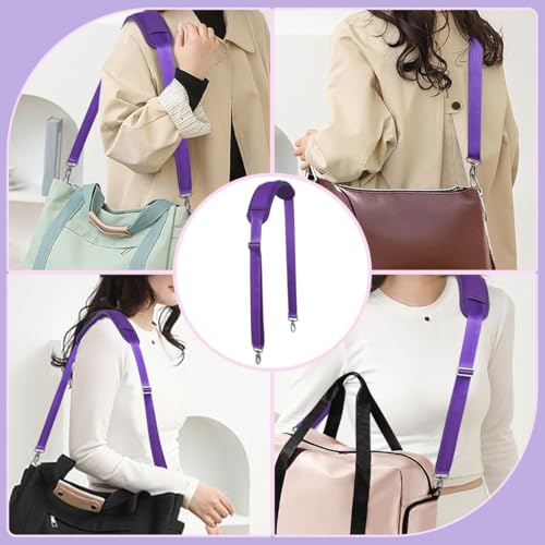 60 Inch Shoulder Strap with Removable Ultra-Thick Pad,Adjustable Buckles and Metal Hooks - color: Purple