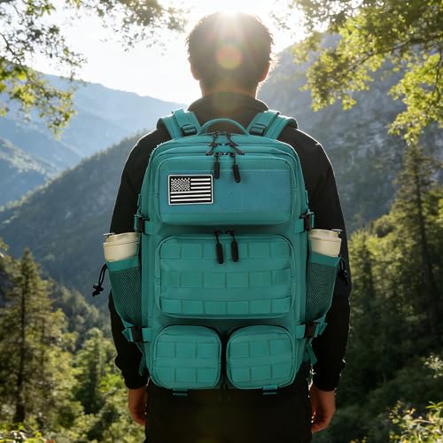 55L Tactical Backpack Heavy Duty Military Rucksack Molle Backpack 3 Day Assault Pack for Work Outdoors - color: Lakeblue