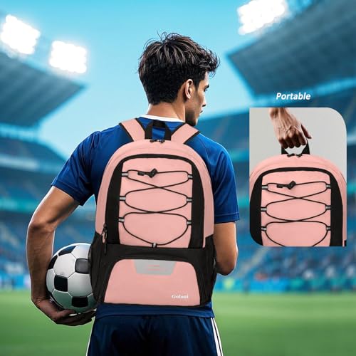 Goloni Soccer Bag, Basketball Bag with Ball Compartment & Shoe Compartment,Large Soccer Backpack for Basketball,Gym,Football - color: Meat meal