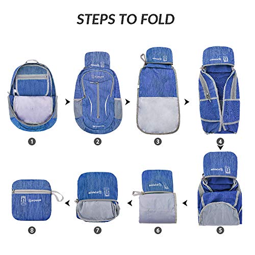 ZOMAKE 25L Ultra Lightweight Packable Backpack, Foldable Hiking Backpacks Water Resistant Small Folding Daypack for Travel(Dark Blue) - color: Dark Blue