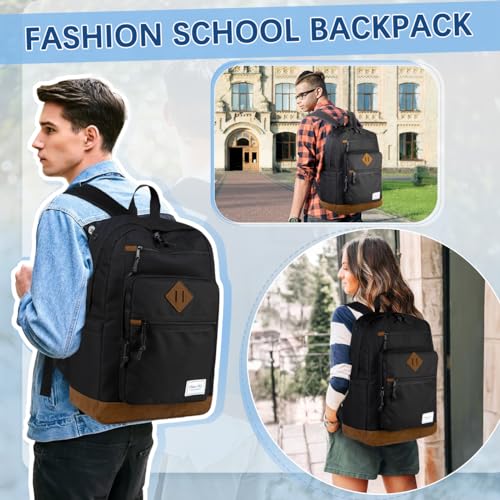 Chase Chic School Backpack for Men Women,Water Resistant Bookbag/Schoolbag/Daypack for Teen Boys Girls High School,College,Work,Travel Black - color: Black