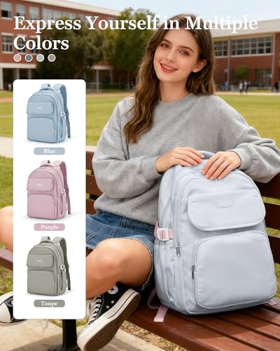 Cute Middle School Backpack For Teen Girls,Waterproof Casual Bookbags,Lightweight Travel Daypack,Basic Laptop College Backpack For Women(grey - color: A6-grey