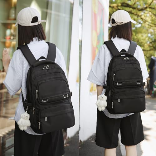KBTYE School Backpack for Kids Girls Cute Travel Backapck for College Women Men Casual Laptop Bookbag for Teen Student(Black) - color: Black