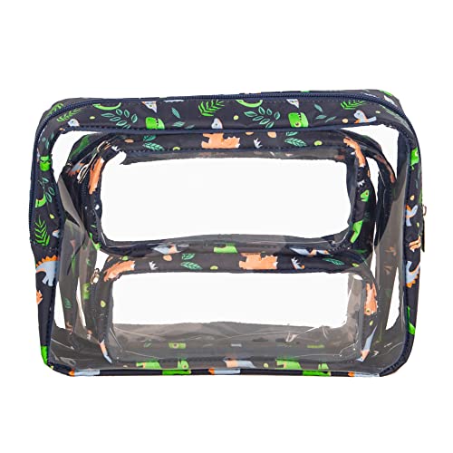 Remobia Hicol TSA Approved 5-Piece Diaper Bag Organizer Pouch Set Clear Waterproof TPU Kids Toiletry Storage Set Travel Packing Clutch Cube Bags for Baby Nursing(Dinosour) - color: Dinosour