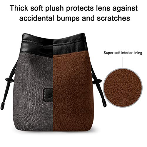 S-ZONE Soft Camera Bag DSLR Insert Handbag Drawstring Lens Case Compatible with Canon Nikon Sony - color: Dark Gray, size: Small