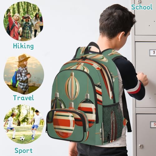Christmas Ball Laptop Backpack for Women Men, 18.3 Inch Travel Work Backpacks, Modern Holiday Pattern Waterproof Computer Casual Daypack Nurse Teacher Bags - color: Multicolor 9