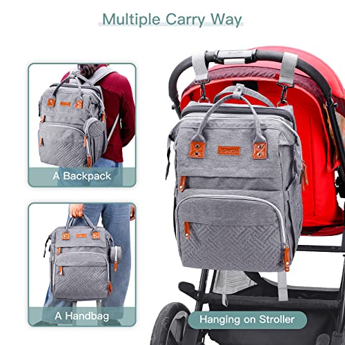 ISMGN Diaper Bag Backpack with Changing Station, Large Diaper Bag, Baby Bag, Multifunctional Diaper Bag, Gray - color: Upgrade Gray