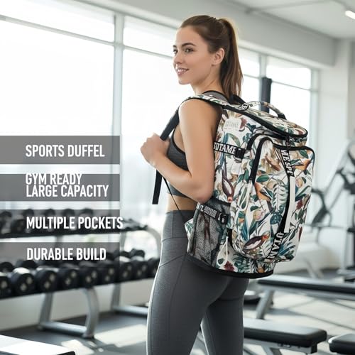 Gym Duffle Bag Backpack with Shoe Compartment,4 ways Travel Backpack for Women and Men,Multi-Functional Weekender bag with Waterproof Layer&Laptop Compartment for Fitness, Travel,Camping - color: Yellow