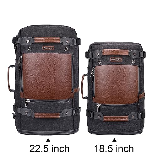 WITZMAN Travel Backpack for Men Women Carry on Luggage Backpack Canvas Rucksack Duffel bag with Shoe Compartment(A2021 big size black) - color: 22.5 Inch Black