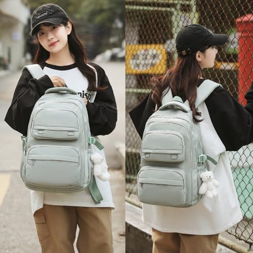 KBTYE School Backpack for Kids Girls Cute Travel Backapck for College Women Men Casual Laptop Bookbag for Teen Student(Green) - color: Green