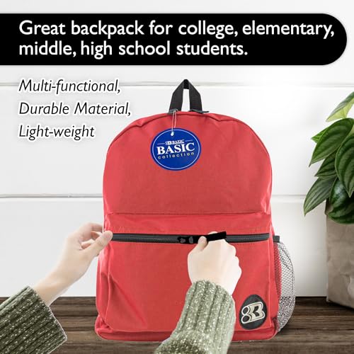 BAZIC 1032 Basic Backpack, Red, 16" - color: Red, size: 16"