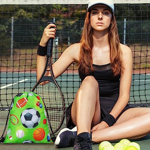 Jetec Sports Ball Themed Sports Party Favor Gift Goodie Bags Drawstring Backpack Birthday Party Supplies(16 Pieces)