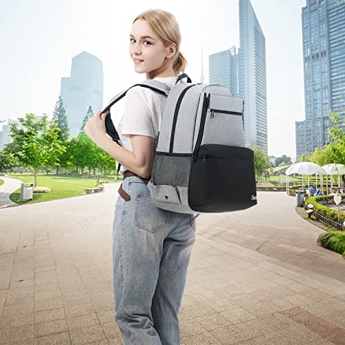 Sucipi Tennis Bag Professional Tennis Backpack for Men and Women Racket Bags Holds 2 Rackets with Ventilated Shoe Compartment - color: Black & Gray