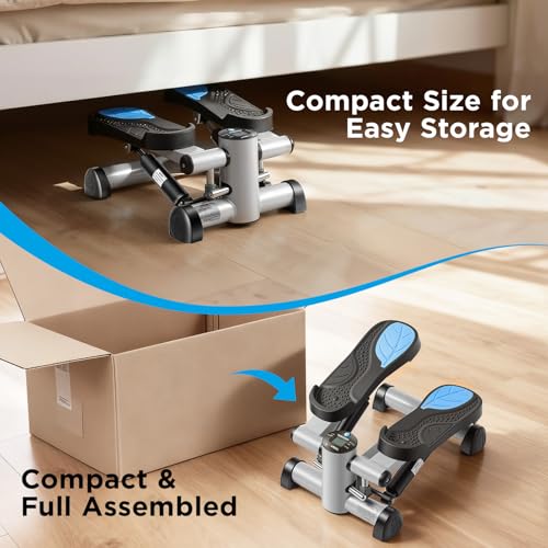 Efitment Mini Stepper for Exercise at Home, Twist Stair Stepper with Resistance Bands, LCD Monitor, Compact Cardio Step Machine for Full Body Workout - style: Stepper Only