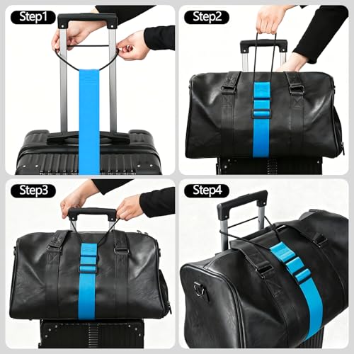 Adjustable Luggage Connector Straps for Suitcases, Add a Bag Elastic Belt - color: Pink