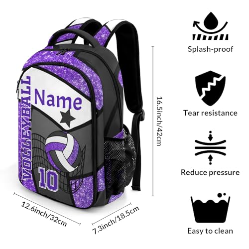 Volleyball Purple Print School Backpack Laptop Bag for Woman Man Gift - color: Muilti 1