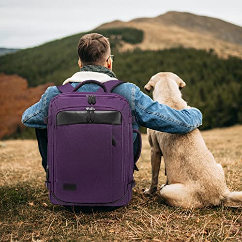LOVEVOOK Carry on Backpack, 45L Large Travel Backpack for Women Airline Approved, Expandable Large Suitcase Backpacks With 4 Packing Cubes, Aer Travel Pack 3, Water Resistant Weekender Bag - color: Purple, size: X-Large