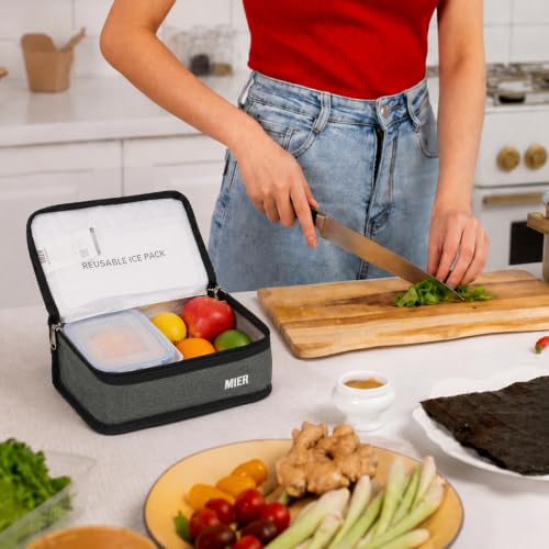 MIER Small Lunch Bag for Kids & Adults Compact Insulated Lunch Box, Grey - color: Gray, size: Mini