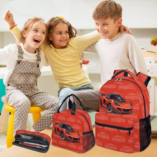 Backpack Set for Kids - Car Backpacks for Boys, 17 Inch Durable Toddler School Bookbag with Lunch Box and Pencil Case - color: Style-3