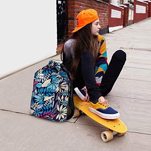 XEYOU Drawstring Sports Backpack Lightweight Gym Yoga Sackpack Shoulder Rucksack Casual Outdoor Daypack for Women and Men | Lightweight - color: Blue Maple Leaf