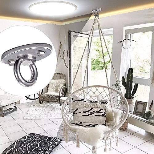 SELEWARE Ceiling Mount Cast Stainless Steel Swing Hanger Wall Anchor Hanging Yoga Swing Hammock Chair Suspension Straps Heavy Bag and More - color: Ceiling Mount (1 Pack)