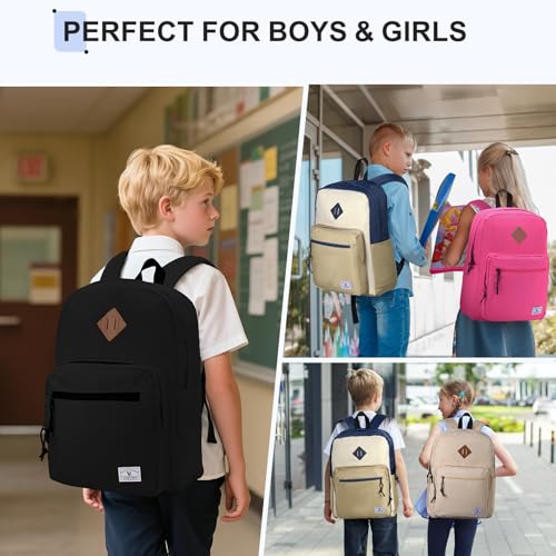VX VONXURY Backpack for Men Women, Lightweight Kids School Bag, Classic Basic Laptop Bookbag for College Work Travel Hiking - color: Black