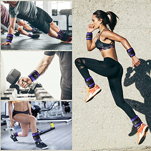 Sportneer Adjustable Ankle Weights for Women and Men 7 lbs/Pair Adjustable Leg Weights with Secure Straps, Strength Training Weighted for Yoga, Walking, Running, Aerobics, Gym, Physical Therapy - color: Purple