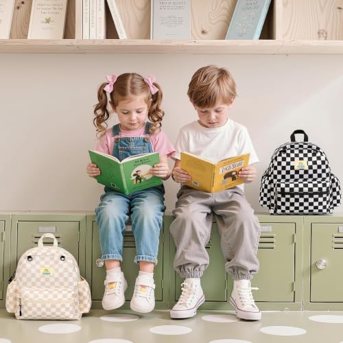 STEAMEDBUN Toddler Backpack Boys Girls 2-4, Preschool Daycare Backpack -12inch - color: Brown Checkerboard, size: Mini-12"H(not fit folder)