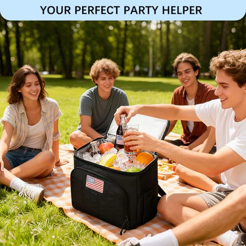 Goloni 40L Insulated Cooler Backpack, Leakproof Lightweight Soft-Sided Cooler with Cooler Compartment - color: Black