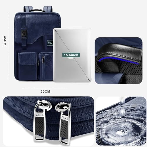 ZINZ Laptop Backpack 15 15.6 16 Inch, Expandable Computer Rucksack with Multi-Pockets Anti-Theft Travel Daypack for Men and Women,Blue - color: B01l01