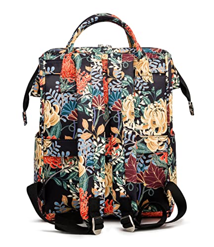 Kinmac Wide Open Style Laptop Backpack for Laptop Up to 15.6 Inch Men Women Travel Outdoor Backpack (Golden Chrysanthemum) - color: Golden Chrysanthemum(open Wide)