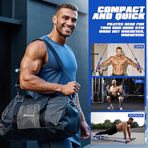 Ayombo Pilates Equipment, Heavy Duty Pilates Bar Kit with Resistance Bands, Portable Gym Adjustable Exercise Bands, Home Squat Training, Arm, Abs, Waist, Chest Strength Workout Equipment for Men - style: 330lbs