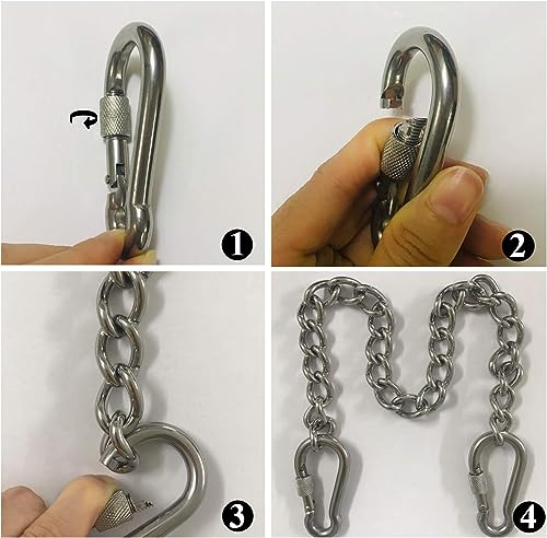 Swing Chair Hanging Chain, 2PCS Hardware Hanger Kit with 4 Carabiner for Porch Swing Hammock Punching Bag 330LB Capacity Black