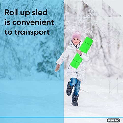 Superio Snow Slider Mat, Flexible Snow Sled Flying Carpet, Roll up Sleds for Kids 36" / Adults 54" Lightweight Plastic Snowboard Sled, 1 Pack - color: Green, size: 36"