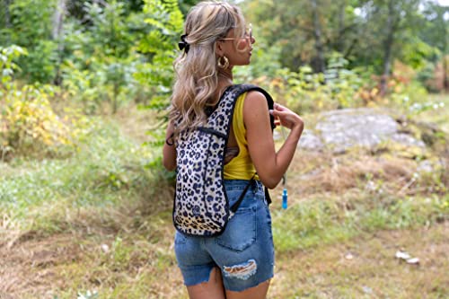 Vibe Festival Gear Rave Hydration Pack Backpack with 2L Water Bladder for Women Men – Festival Hydropack, Hydro Pack, Leak Proof, Lightweight – Teens, Party, Hiking, Running, Outdoor Sports - color: Leopard