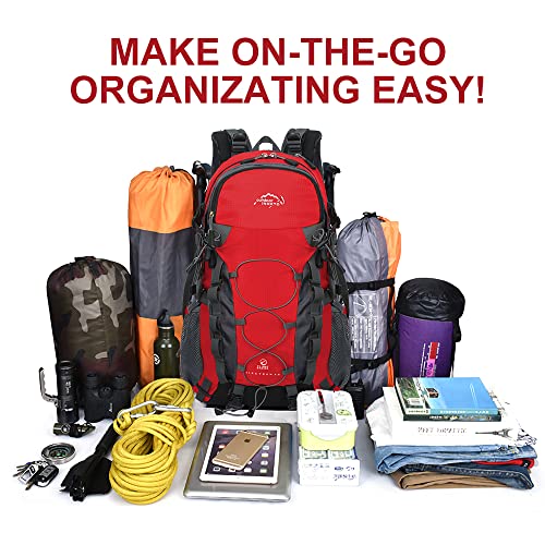 INOXTO lightweight Hiking Backpack 35L/40L Hiking Daypack with Waterproof Rain Cover for Travel Camping Outdoor Men and Women - color: 35l Red
