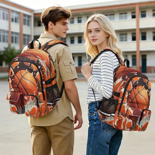 Bolaz Basketball Breaks Through The Wall Travel Backpack 14 Inch Laptop Computer Bag Sturdy School Bag College Bookbag