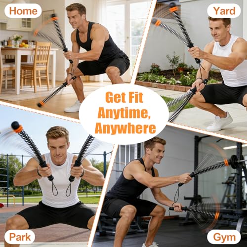 2PCS Weighted Cordless Battle Ropes - Heavy Duty Portable Wireless Workout Equipment for Home Gym, HIIT, Strength & Low-Impact Cardio Training for Men & Women, with Non-Slip Grips