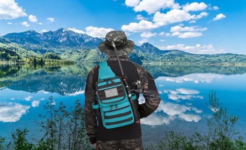 Tactical Sling Tackle Backpack Holster Fishing Crossbody Shoulder Strap Bag 15L Water Bottle Molle Accessories Pouch - color: Light Blue