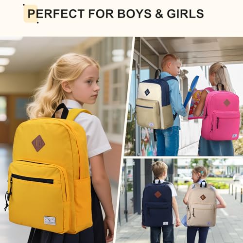 VX VONXURY Backpack for Men Women, Lightweight Kids School Bag, Classic Basic Laptop Bookbag for College Work Travel Hiking - color: Yellow