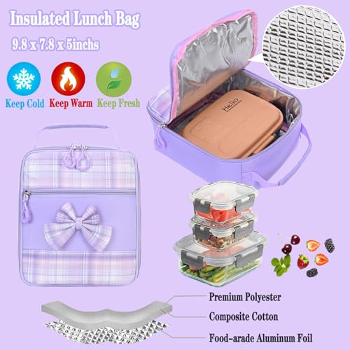 NSEQB Girls Backpack,Kids School Backpack With Lunch Box Pencil Case Set,Cute Childrens Schoolbag For Girls - color: Blue-3PCS