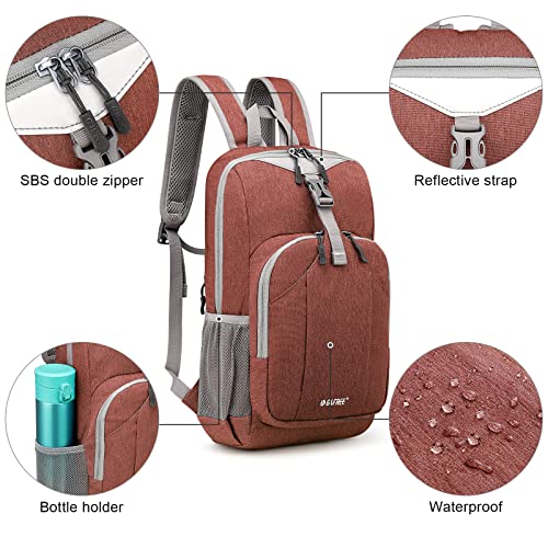 G4Free Mini 10L Hiking Daypack Small Hiking Backpack Cycling Compact Shoulder Backpack Outdoor for Men Women - color: Brick Red