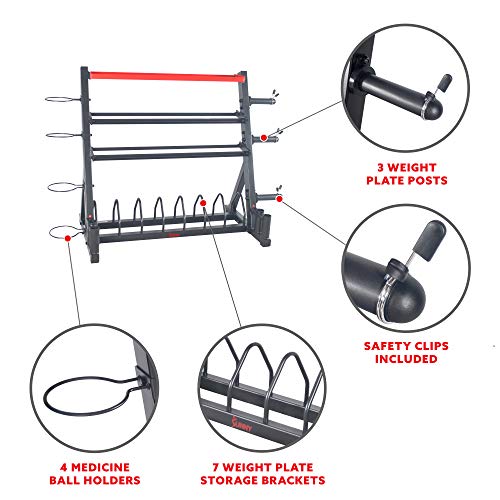 Sunny Health & Fitness Multi-Weight Storage Rack Stand for Dumbbells, Kettlebells, Olympic Weight Plates, Barbell, Medicine Ball - style: Mass Storage Rack