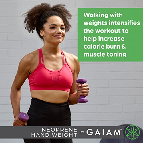 Gaiam Dumbbell Hand Weight (Sold in Singles) - Neoprene Coated Exercise & Fitness Dumbbell for Home Gym Workouts and Strength Training - Free Weights for Women and Men - size: 3lb