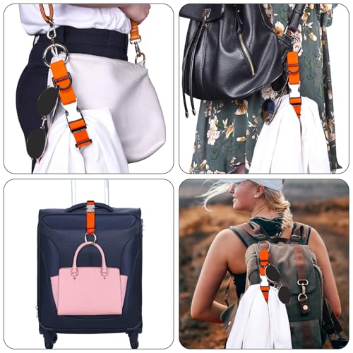 Wisdompro Jacket Gripper Strap, Add a Bag Luggage Straps Baggage Suitcase Belts Travel Accessories with Hook and D-Ring - Make Your Hands Free, Easy to Carry Your Extra Bags - Orange - color: Orange