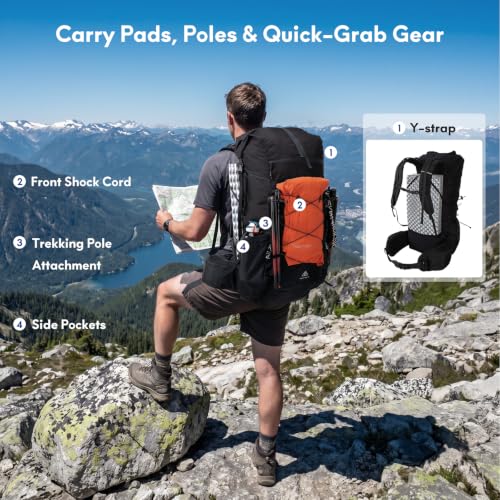Haimont 40L+15L Roll-Top Backpacking Pack with Rain Cover, Black | Expandable 55L, Hip Belt Support, Sleeping Pad Carry, Pole Attachments, YKK & Duraflex - color: Black