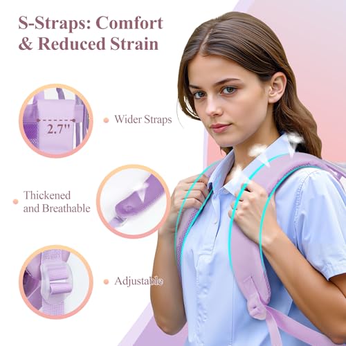 PACKISM Clear Backpack for School - 17 inch Large Heavy Duty Bookbag, Reinforced See Through PVC Transparent Backpack - color: Cute Purple, style: Daypack Backpacks
