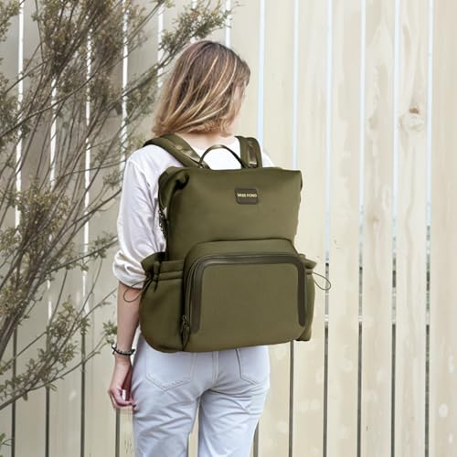 miss fong Diaper Bag Backpack - Baby Diaper Bag Neoprene Bag Large Capacity Neoprene Backpack with Diaper Changing Pad with 12 Pockets Pañaleras Para Bebe Baby Bag for Mom & Dad -Green - color: Green
